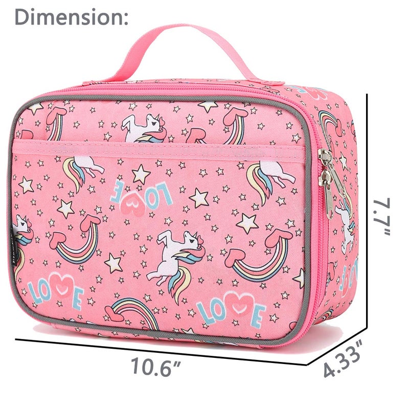 FlowFly Kids Lunch box Insulated Soft Bag Mini Cooler Back to School Thermal Meal Tote Kit for Girls, Boys, Unicorn - Image 3